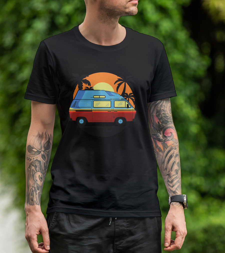 Camper Van Sunset Beach Palms T-Shirt