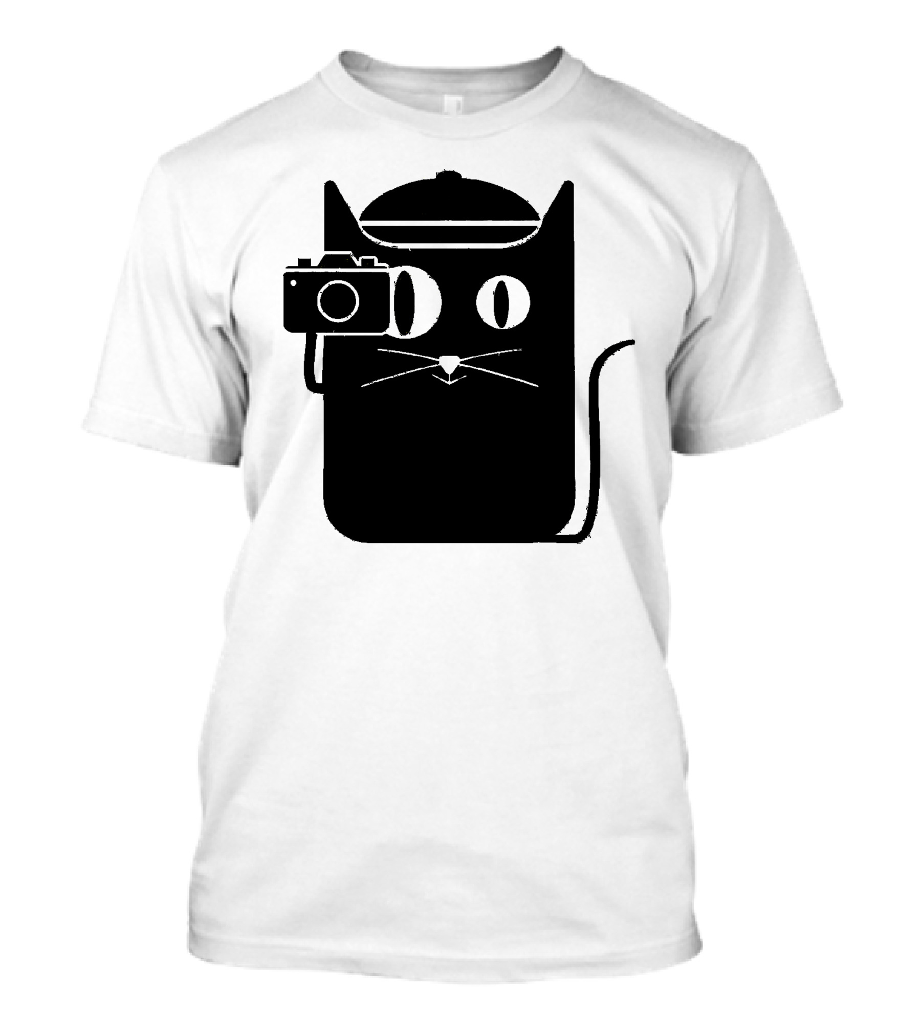 Cat Holding Camera With Beret T-Shirt