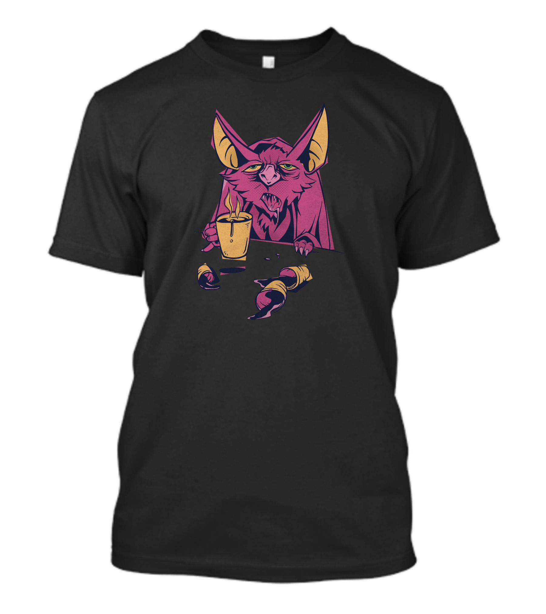 Coffee Bat Morning Brew With Tired Grumpy Purple Bat T-Shirt