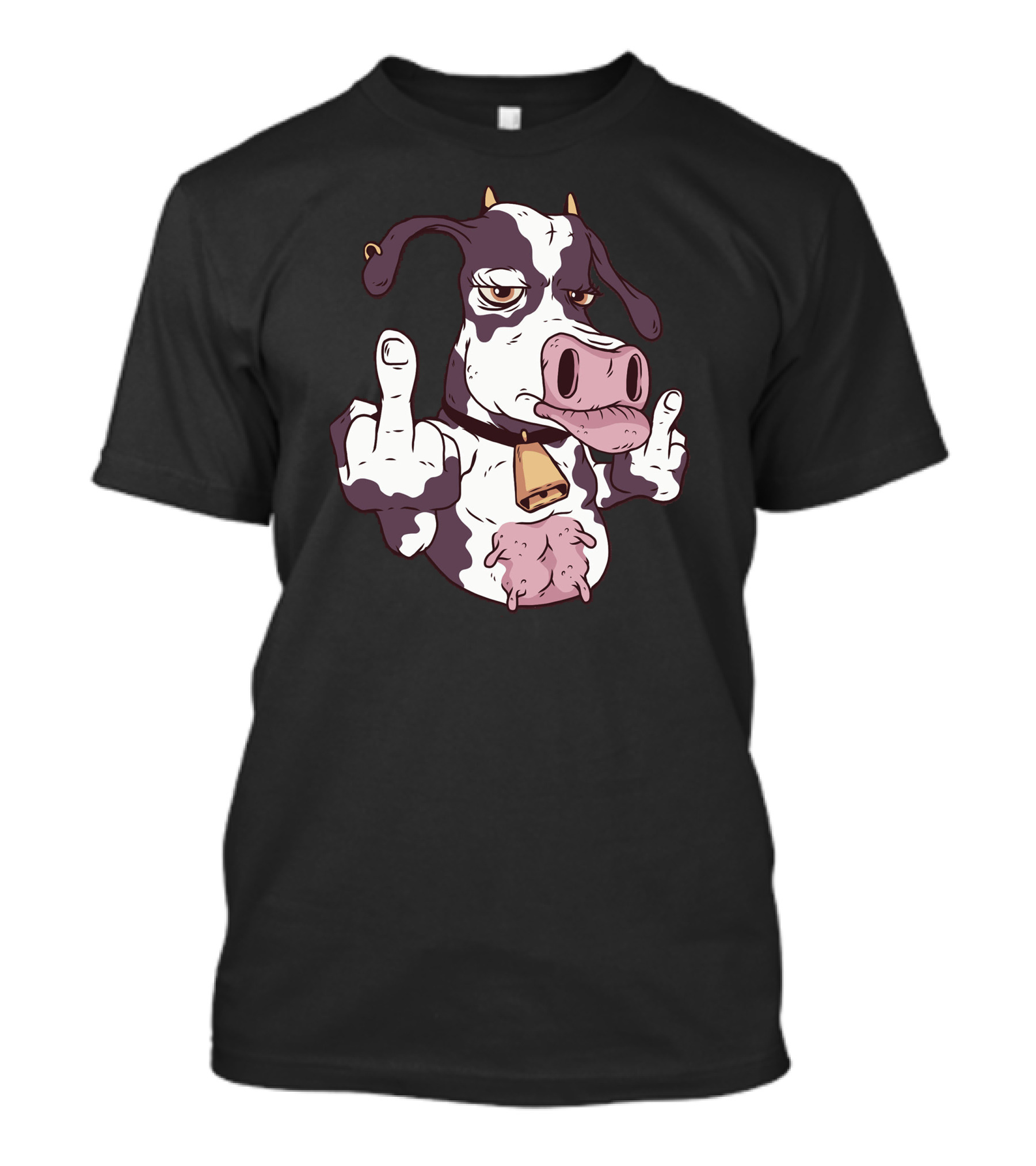 Cool Cow Attitude Middle Finger Gesture T-Shirt
