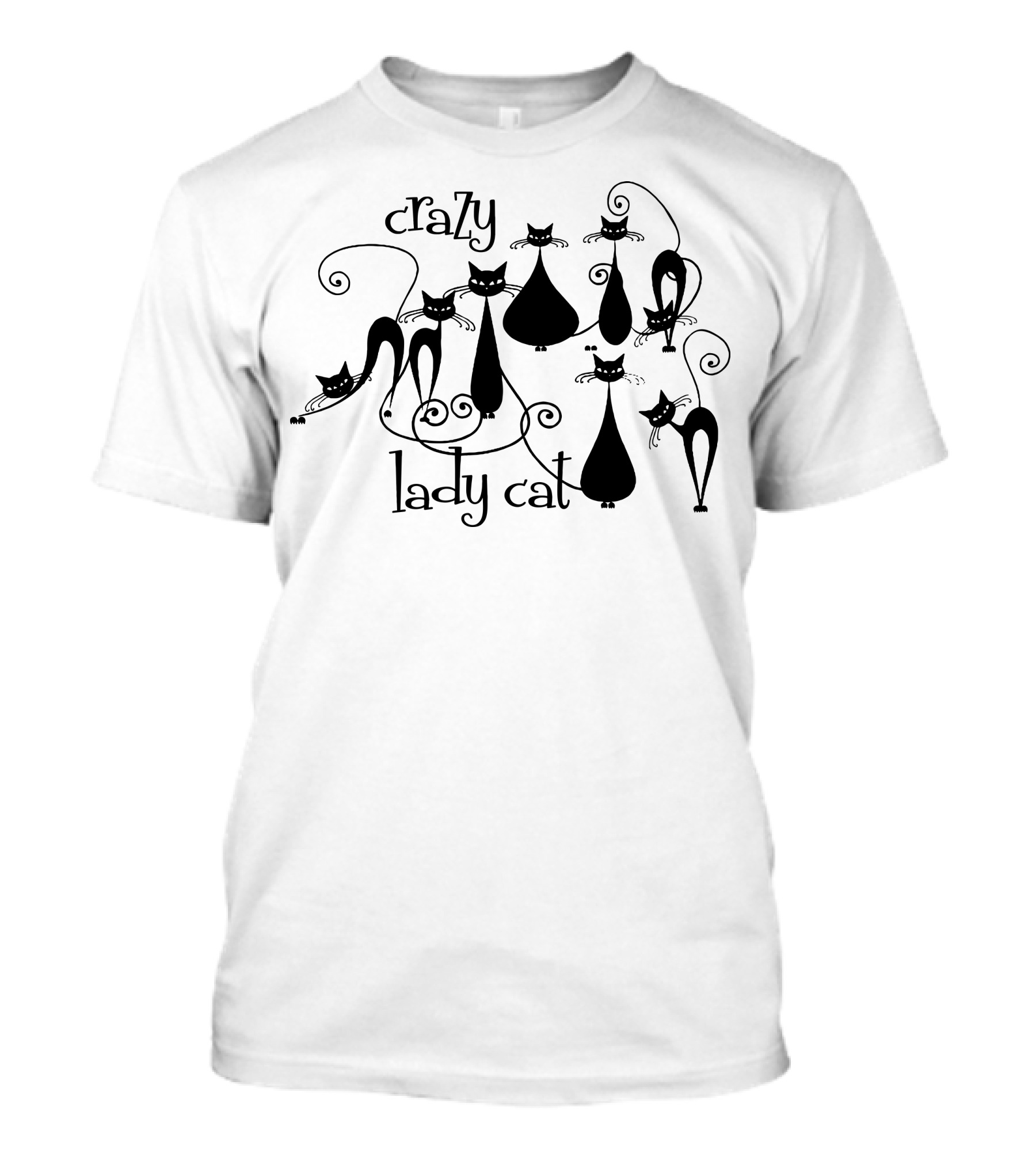 Crazy Lady Cat Whimsical Black Cat T-Shirt