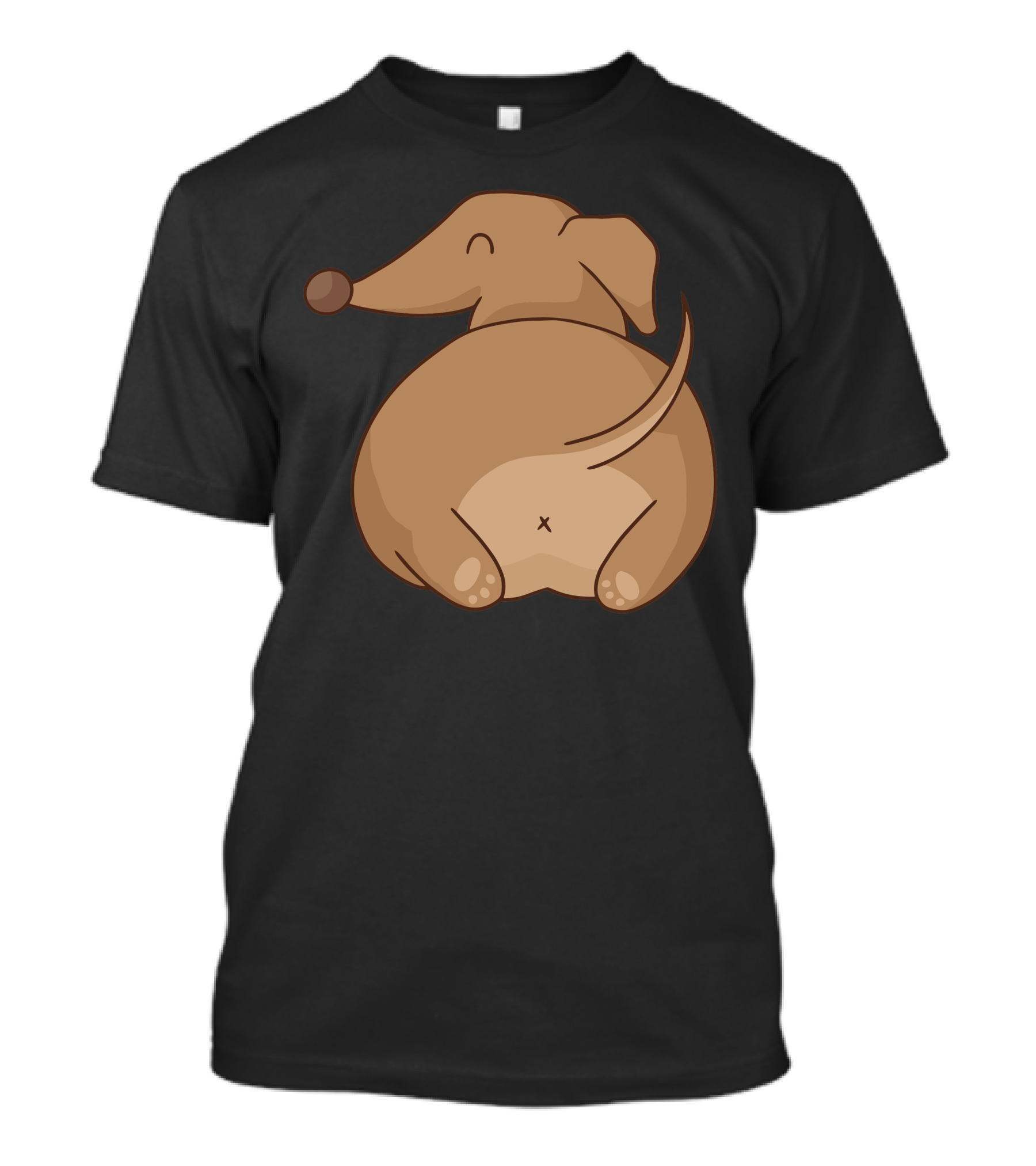 Dachshund Butt Cute Cartoony Doggy Backside With Wagging Tail T-Shirt