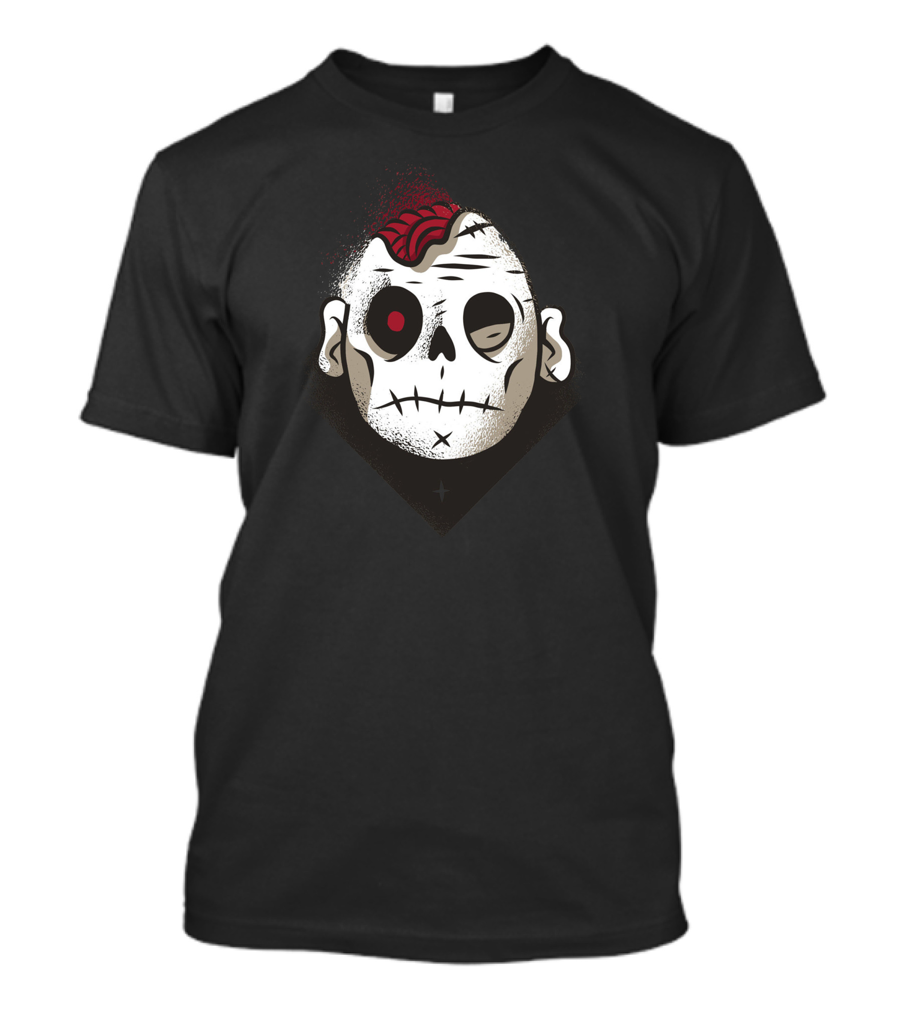 Dark Zombie Skull Graphic With Exposed Brain T-Shirt