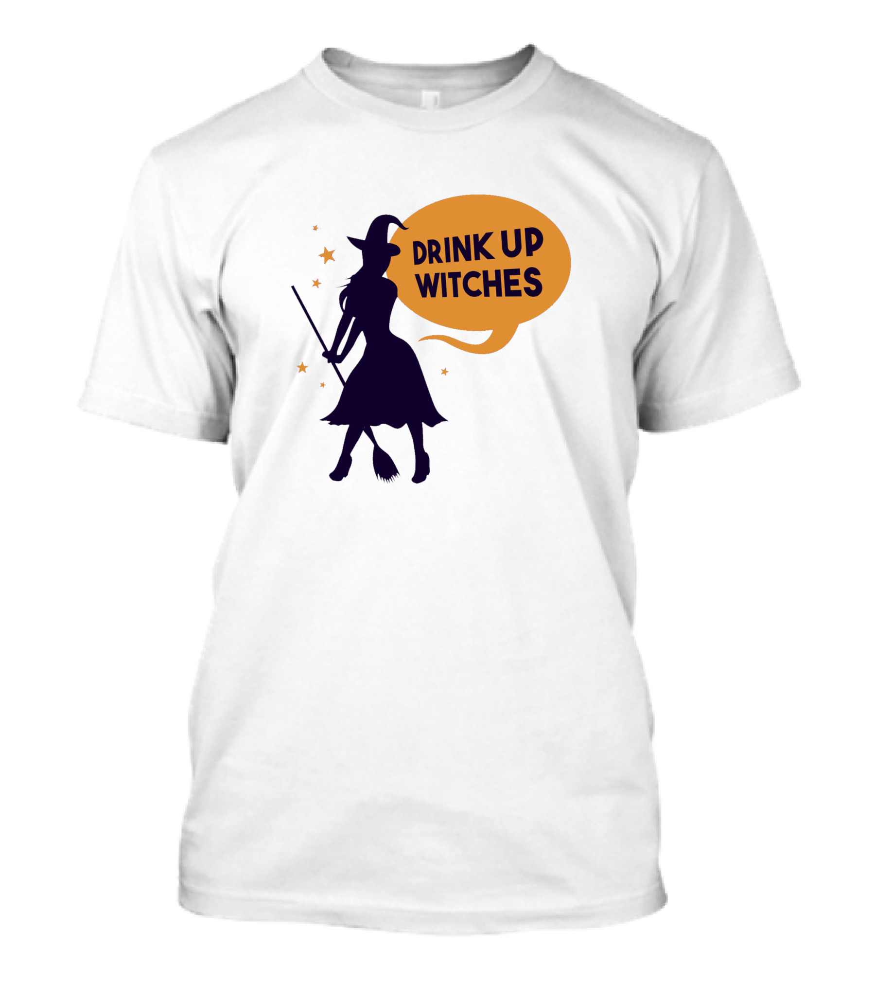 Drink Up Witches Halloween Silhouette With Broom And Stars T-Shirt