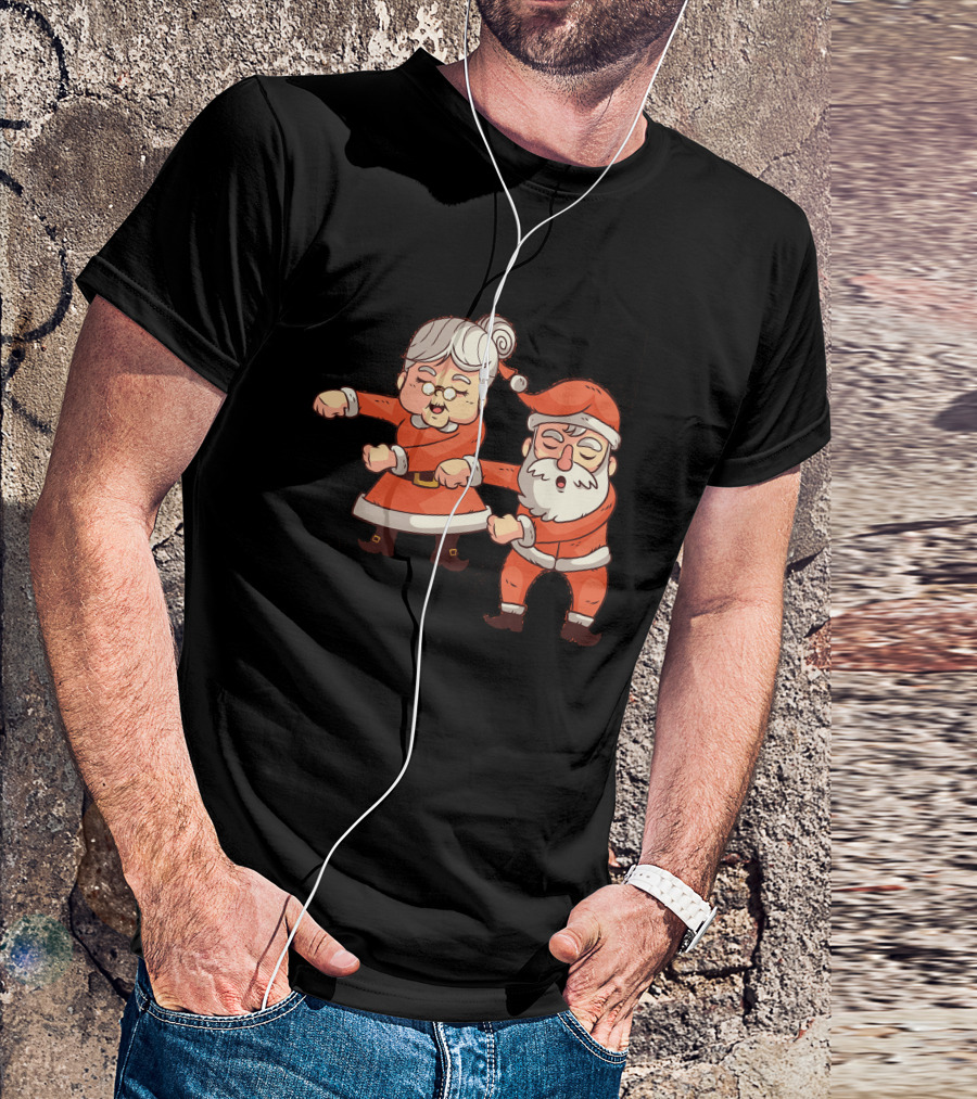 Flossing Mr And Mrs Claus Christmas Dance T-Shirt