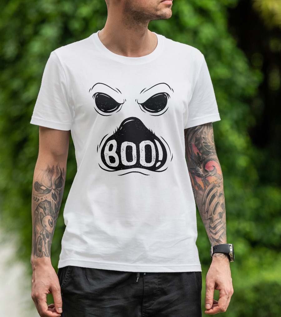BOO Ghost Face Spooky Stare T-Shirt
