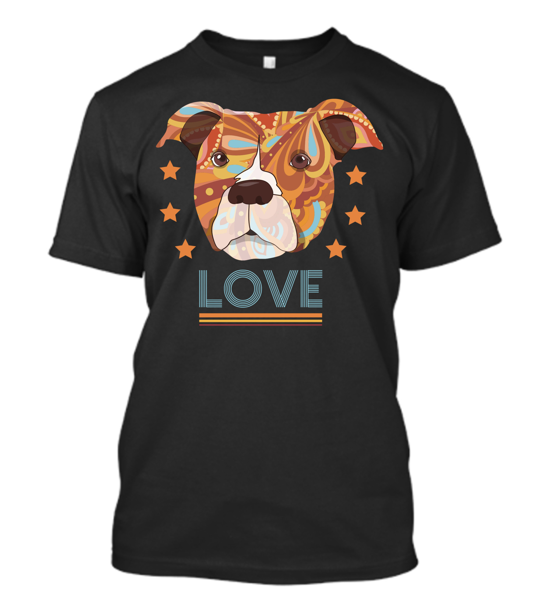 Love Bull Terrier Head Stars T-Shirt