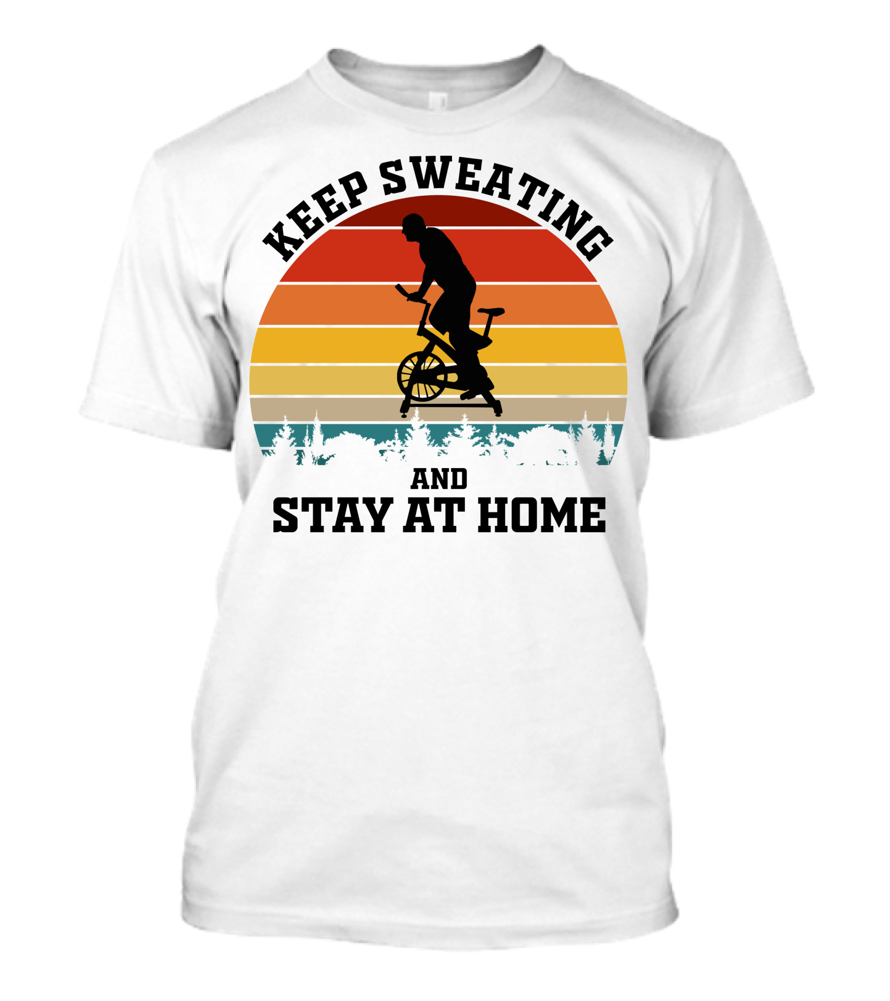 Keep Sweating And Stay At Home Striped Sunset Cycling T-Shirt