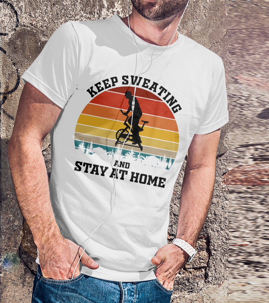 Keep Sweating And Stay At Home Striped Sunset Cycling T-Shirt