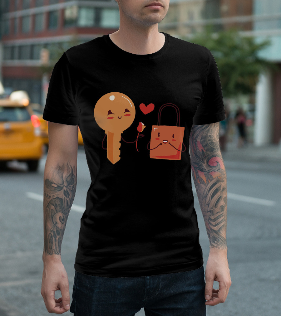 Key And Lock Love Heart Rose Romance T-Shirt