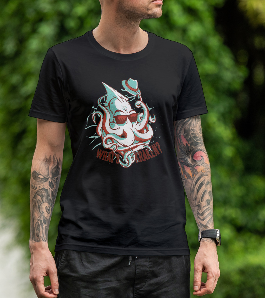 What's Kraken? Cool Kraken Monster With Sunglasses And Hat T-Shirt