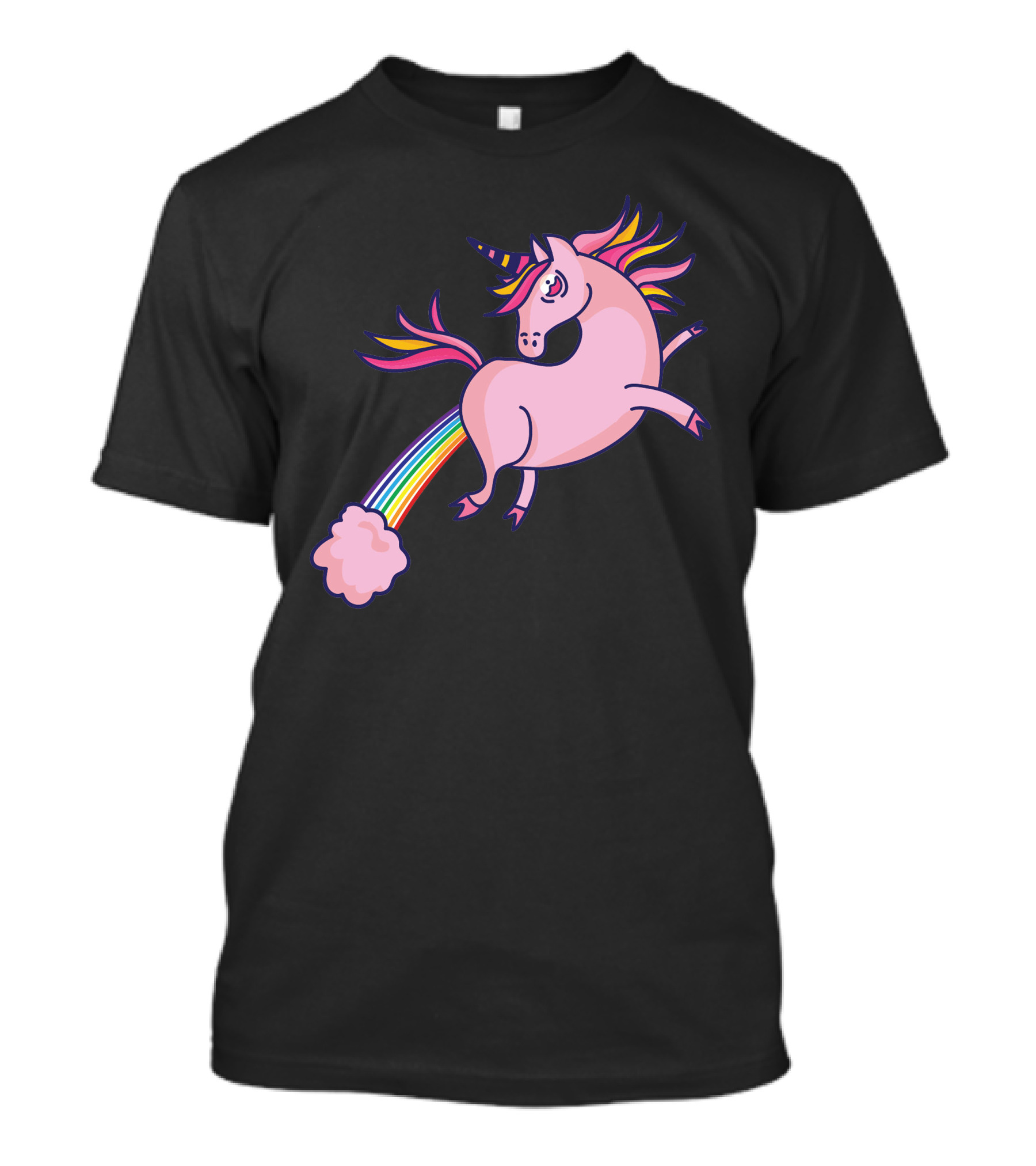 Pink Unicorn With Rainbow Trail T-Shirt