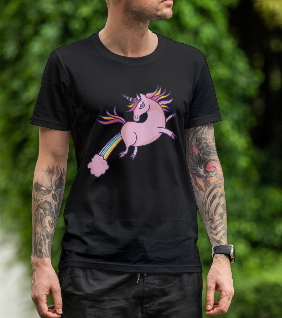 Pink Unicorn With Rainbow Trail T-Shirt