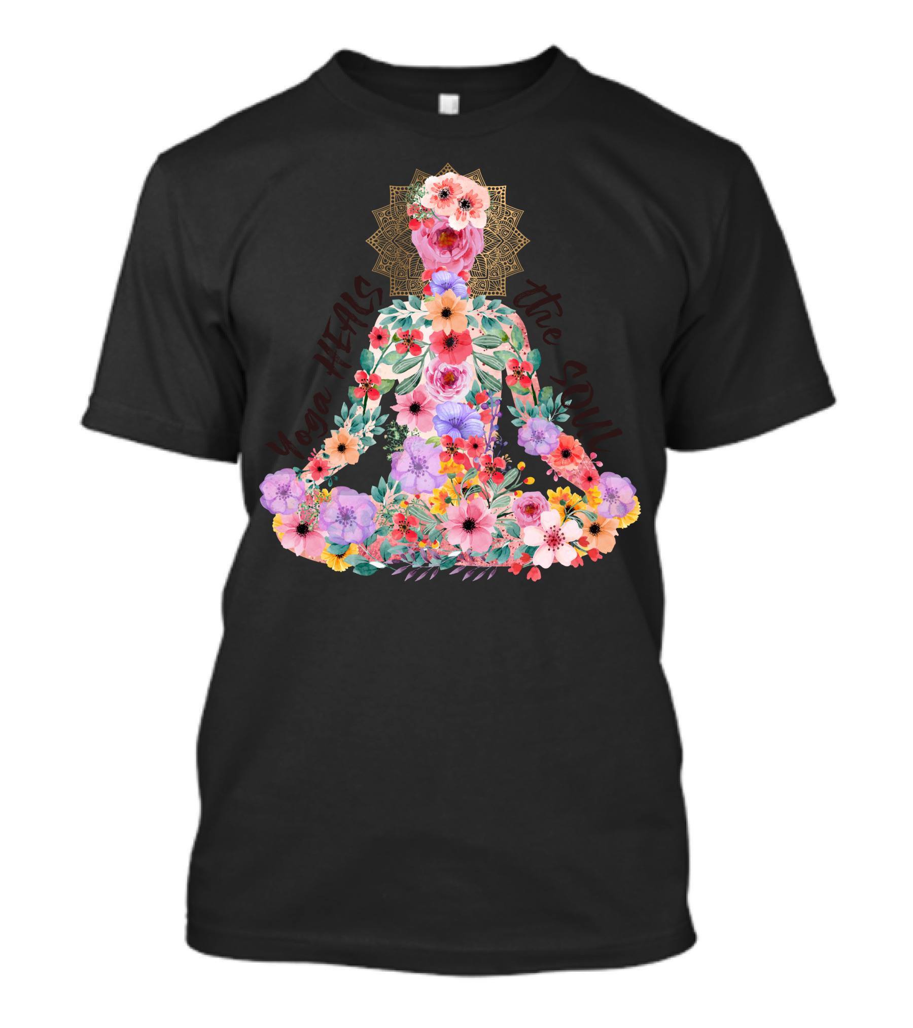 Yoga Heals The Soul Floral Meditation T-Shirt