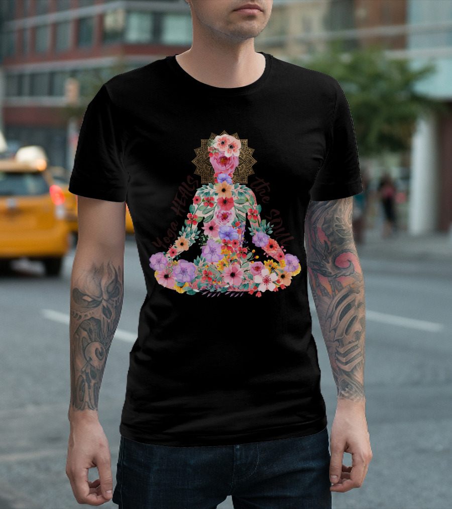 Yoga Heals The Soul Floral Meditation T-Shirt