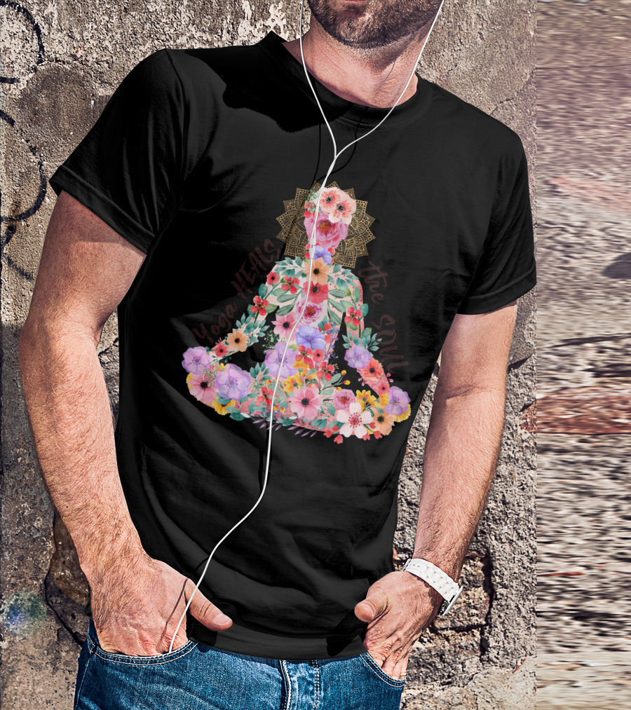 Yoga Heals The Soul Floral Meditation T-Shirt