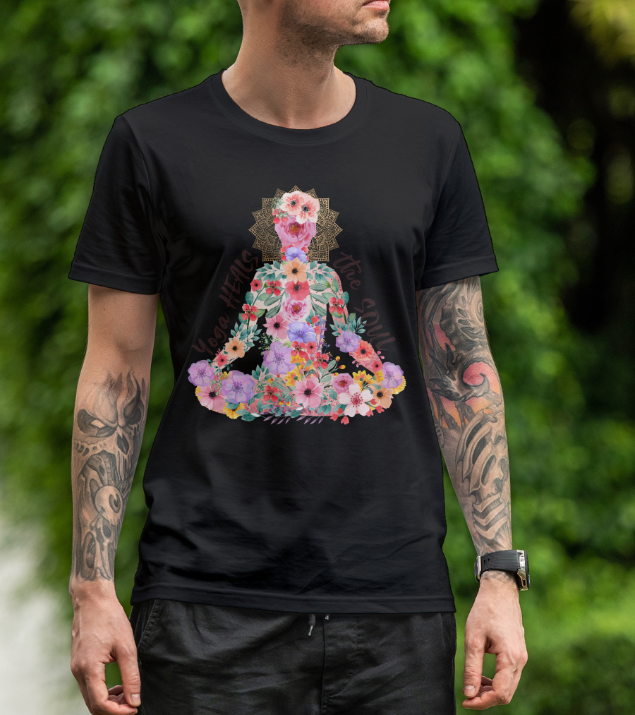 Yoga Heals The Soul Floral Meditation T-Shirt