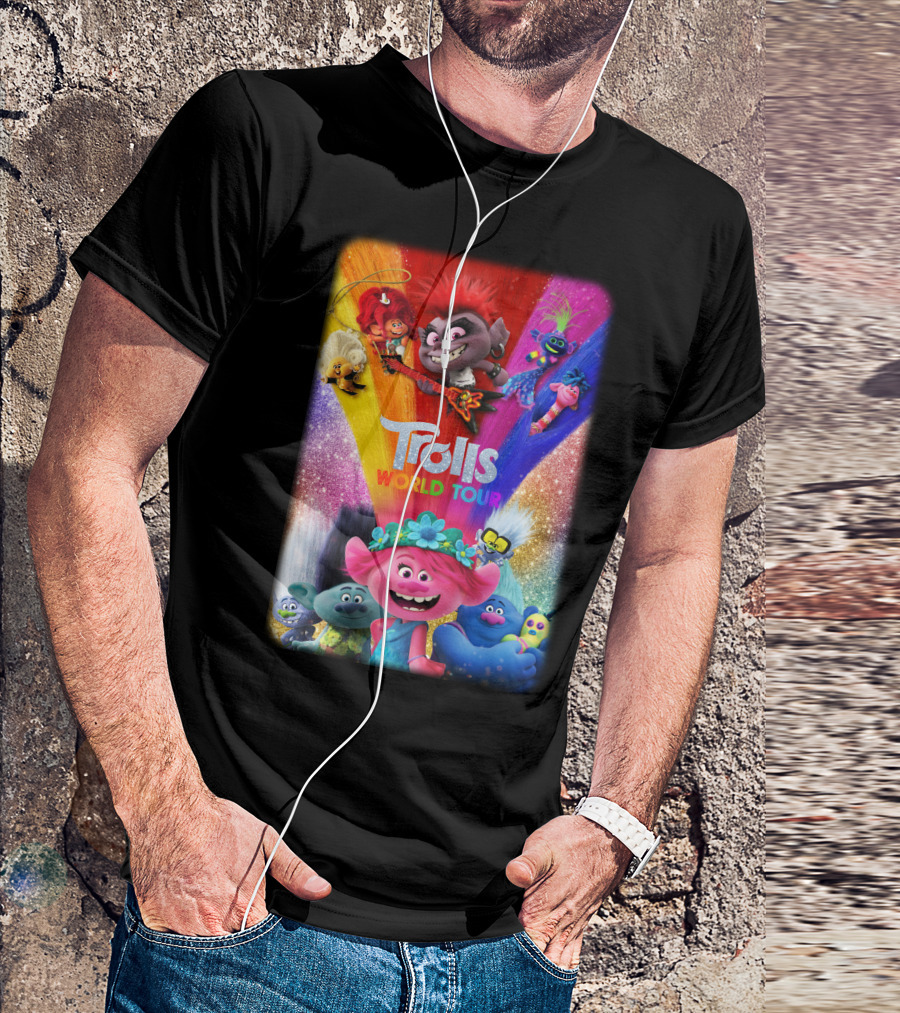 Trolls World Tour Colorful Characters Rainbow Sparkle T-Shirt