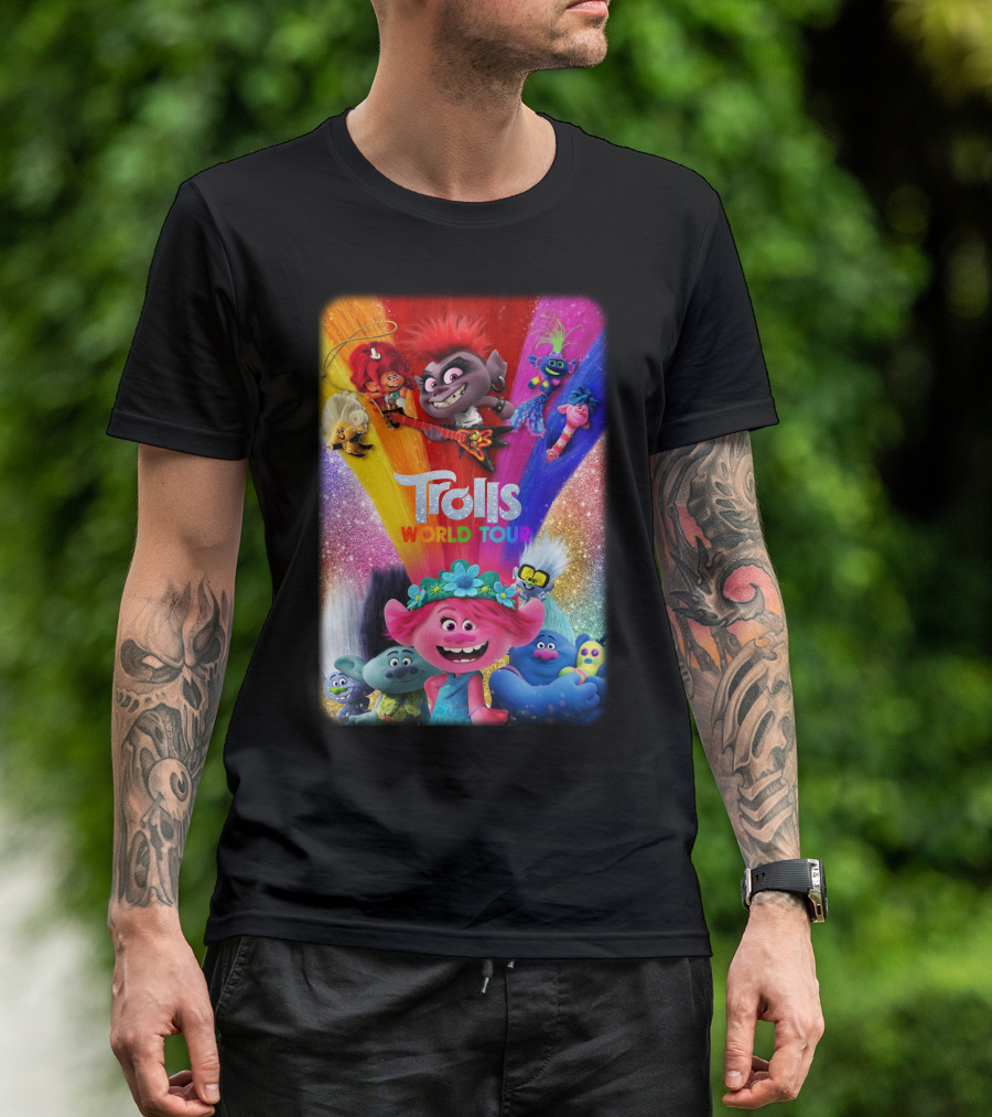 Trolls World Tour Colorful Characters Rainbow Sparkle T-Shirt