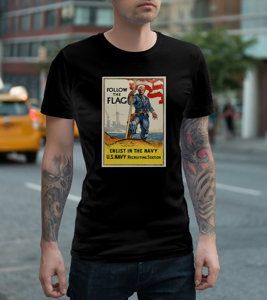 Follow the Flag Enlist in the Navy U.S. Navy Recruiting Station 1942 T-Shirt