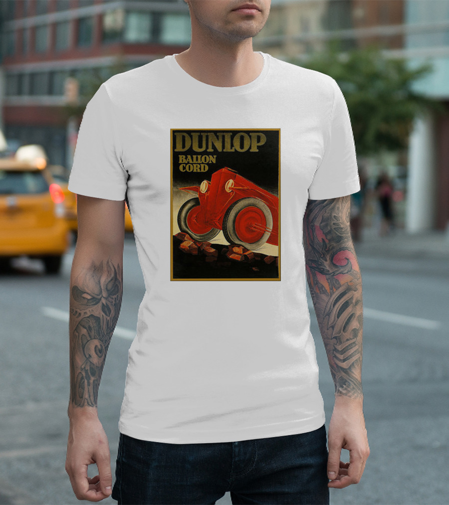 Dunlop Balloon Cord Vintage 1900s Tire Advertisement Red Vehicle T-Shirt