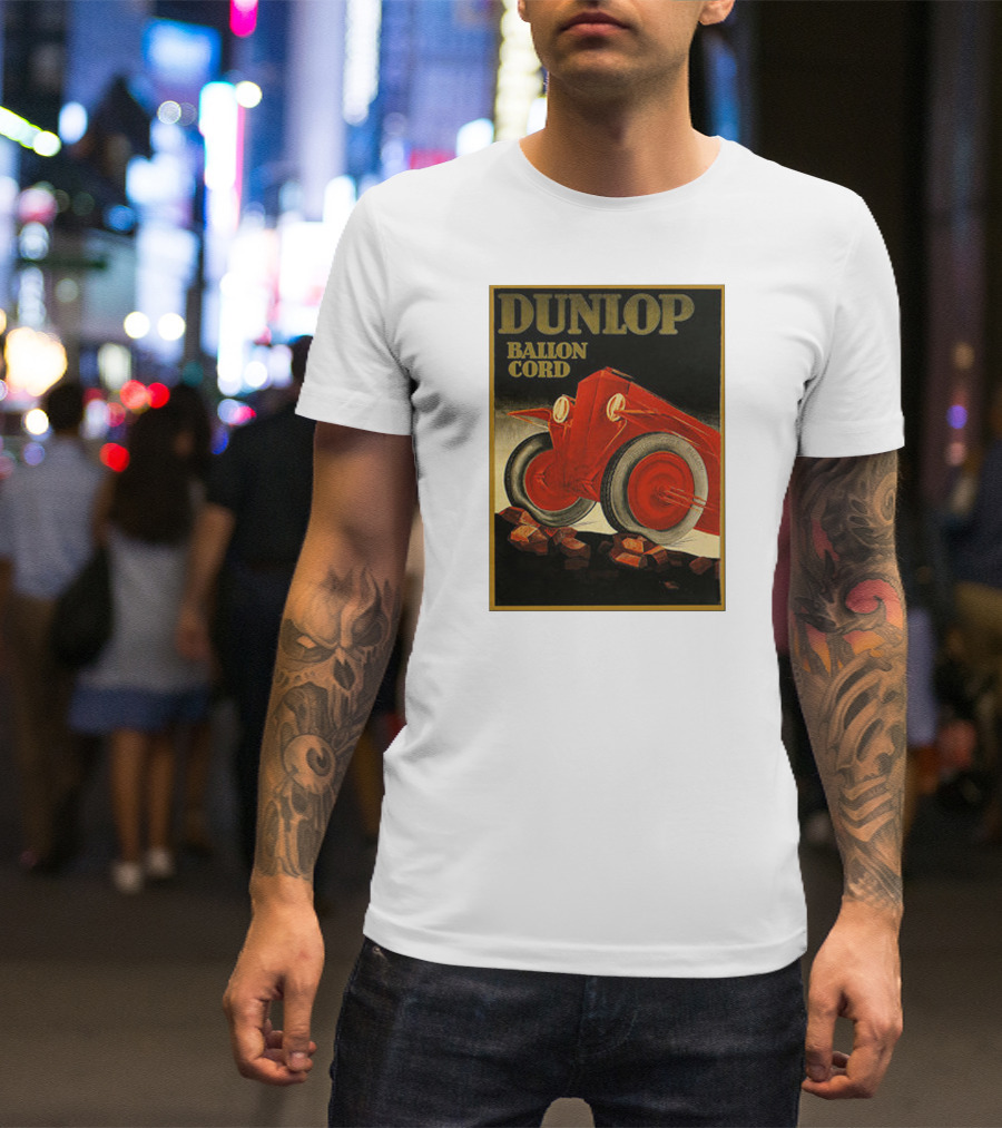 Dunlop Balloon Cord Vintage 1900s Tire Advertisement Red Vehicle T-Shirt