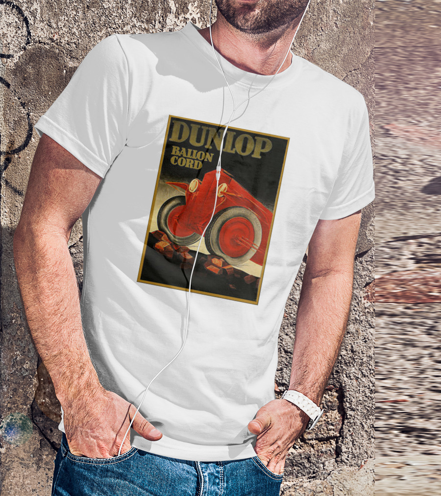 Dunlop Balloon Cord Vintage 1900s Tire Advertisement Red Vehicle T-Shirt