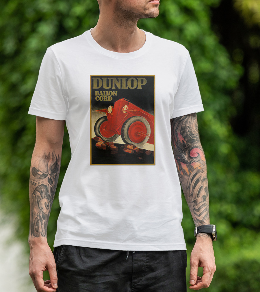 Dunlop Balloon Cord Vintage 1900s Tire Advertisement Red Vehicle T-Shirt