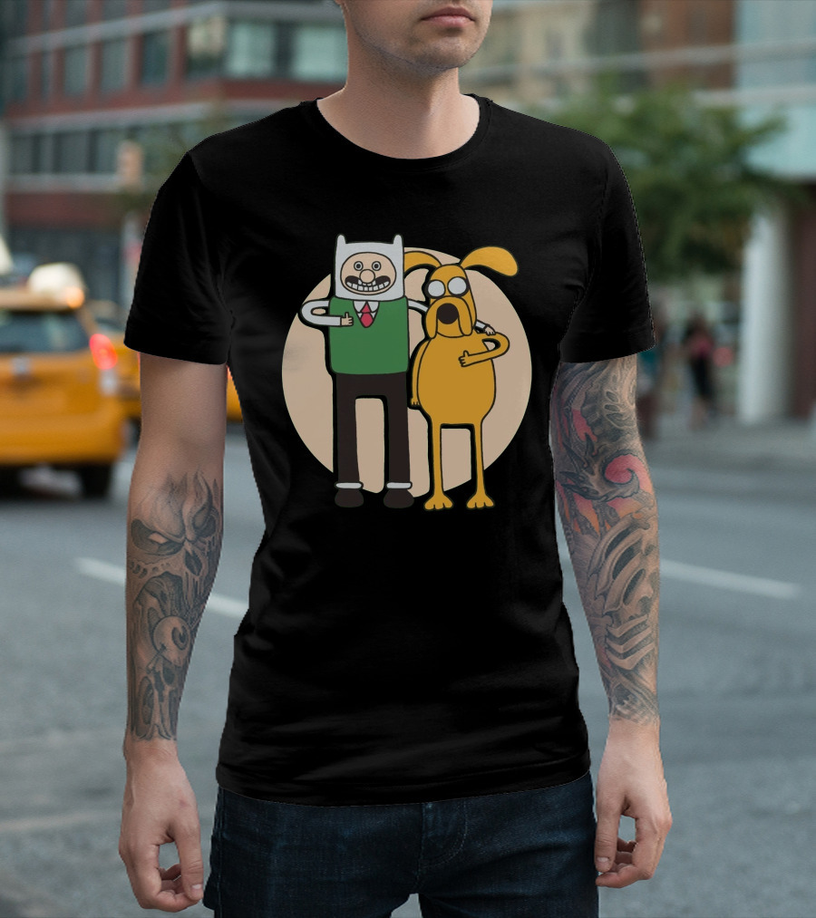 Adventure Time Finn and Jake in Rick and Morty Style Crossover T-Shirt