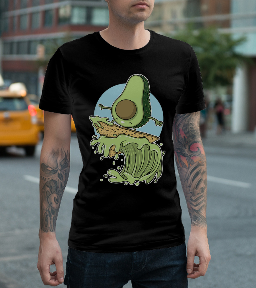 Avocado Surfer Riding A Wave Of Guacamole On A Tortilla Chip Board T-Shirt