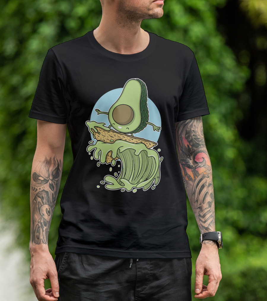 Avocado Surfer Riding A Wave Of Guacamole On A Tortilla Chip Board T-Shirt