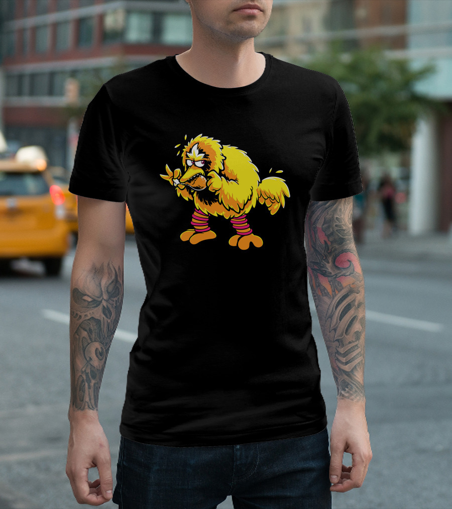 Big Fried Bird Eating Drumstick Parody Character T-Shirt