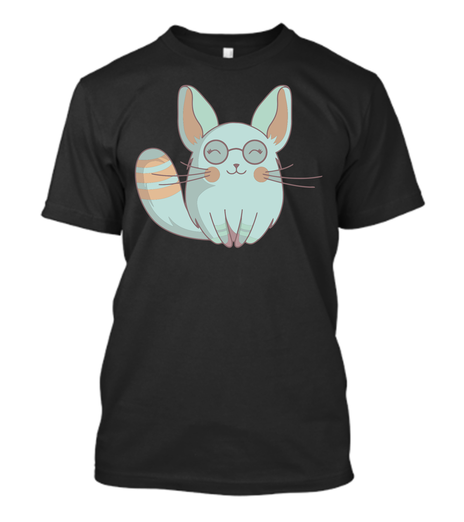 Chinchin Cute Glasses-Wearing Smiling Chinchilla Cartoon T-Shirt