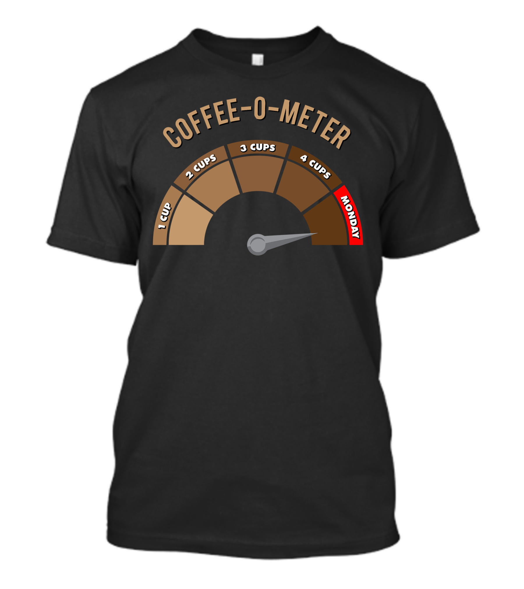 Coffee O Meter 1 Cup 2 Cups 3 Cups 4 Cups Monday T-Shirt