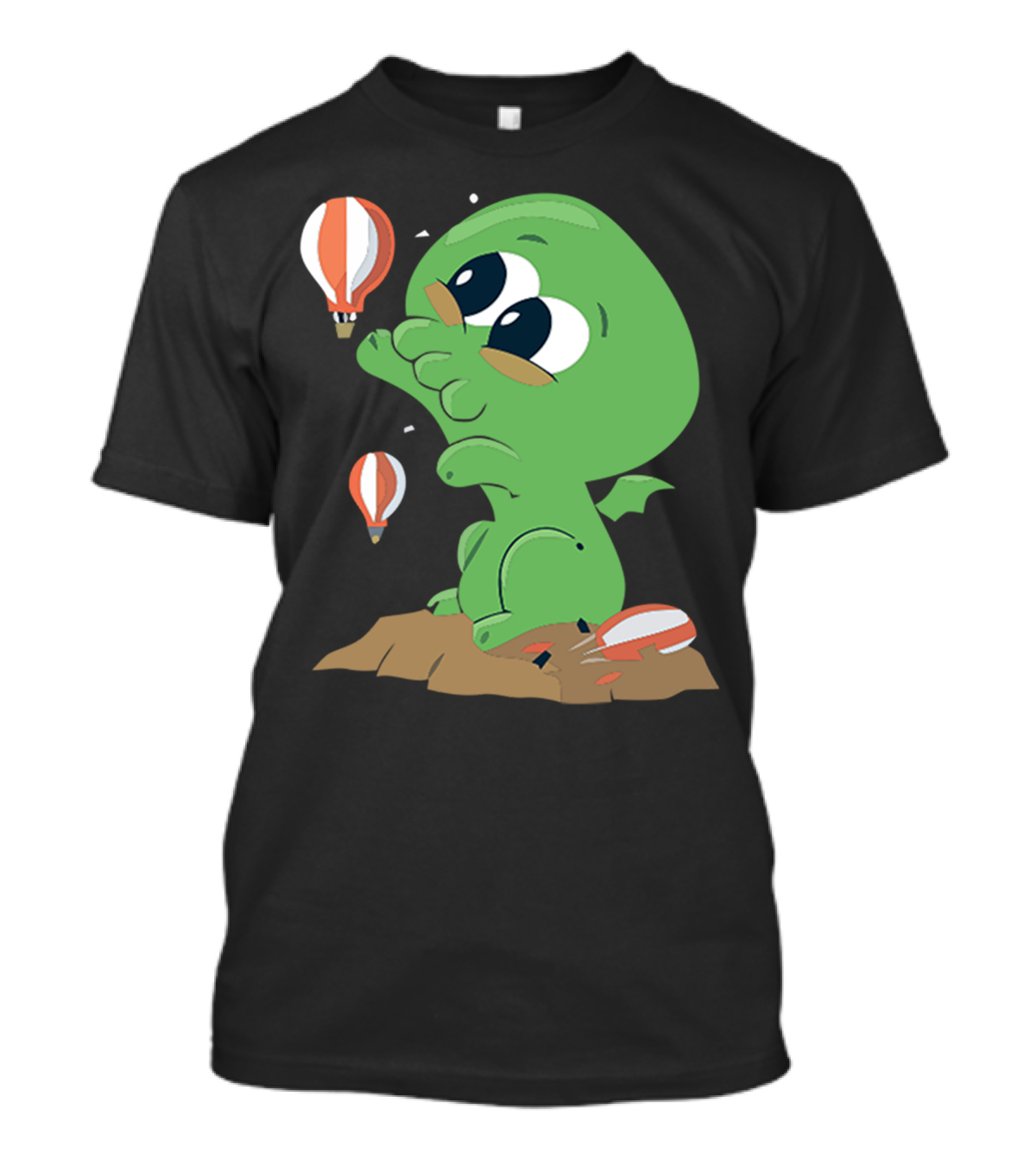 Cutethulhu Enjoys Hot Air Balloons On A Rock T-Shirt