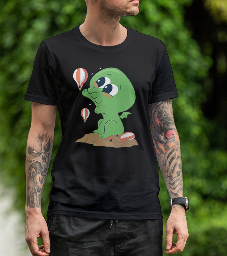 Cutethulhu Enjoys Hot Air Balloons On A Rock T-Shirt