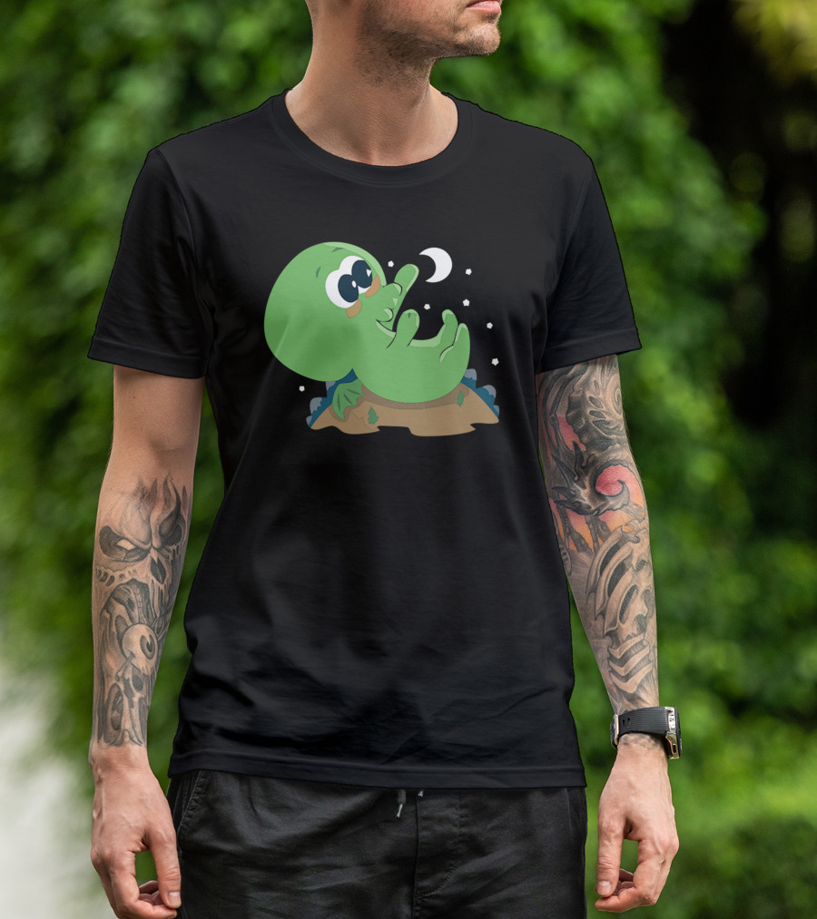 Cutethulhu Reaches For The Moon With Stars Above T-Shirt