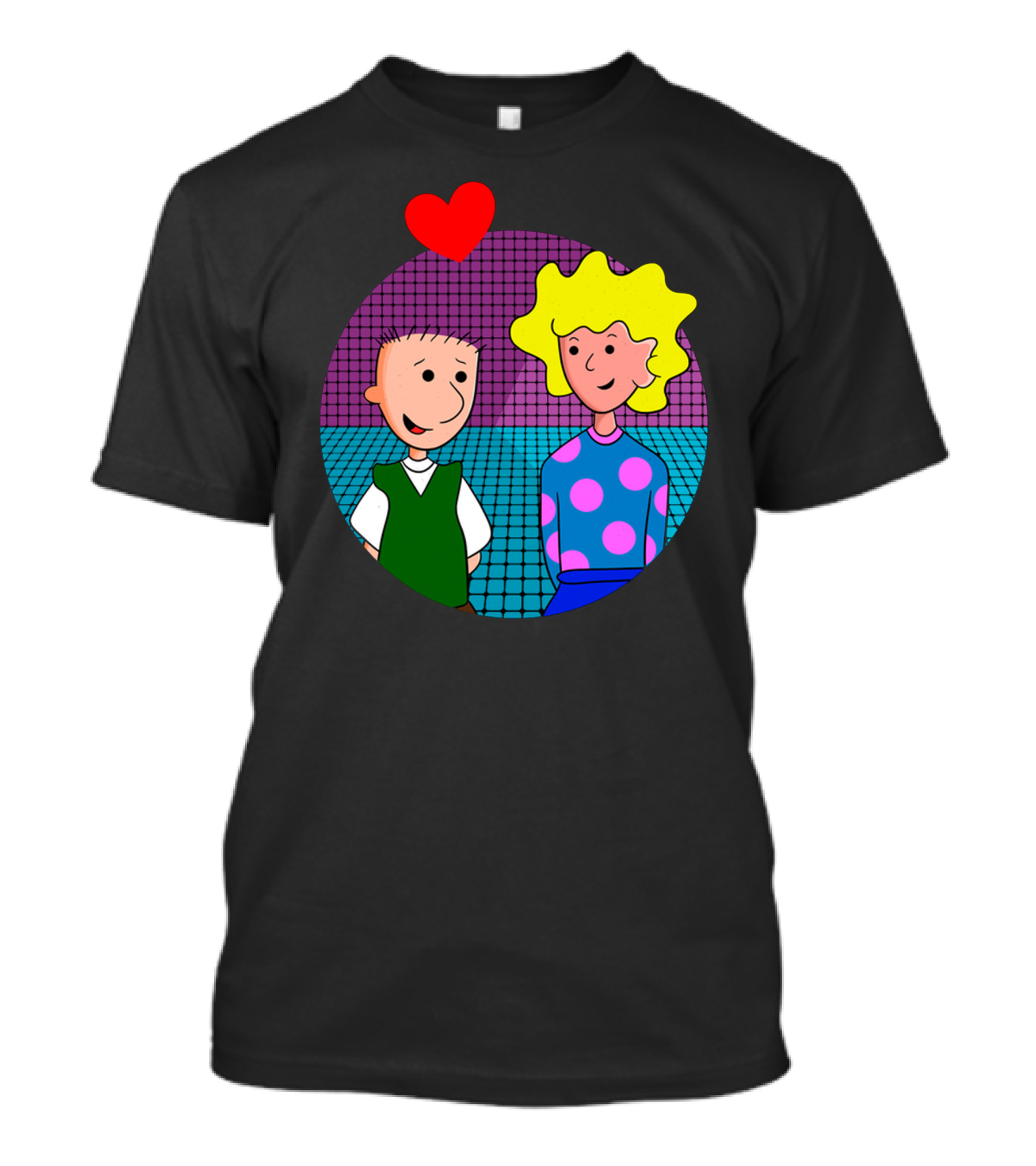 Doug And Paty Cartoon Couple With Red Heart T-Shirt