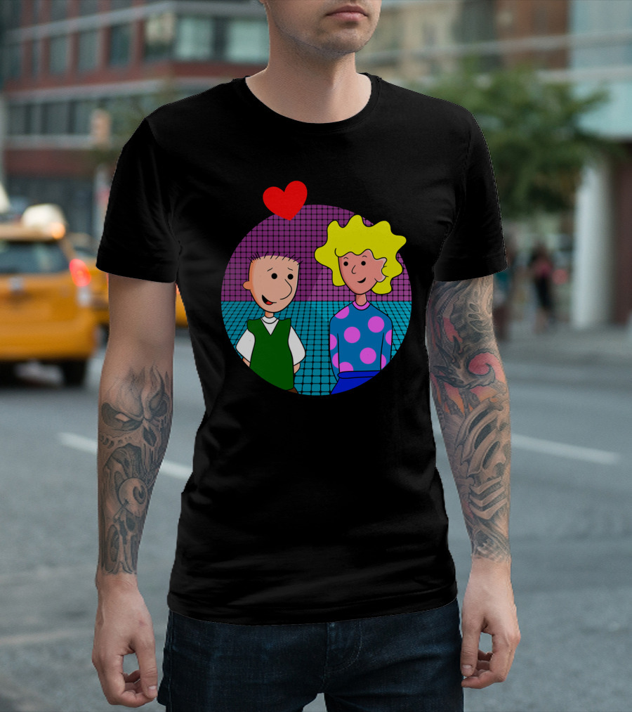 Doug And Paty Cartoon Couple With Red Heart T-Shirt