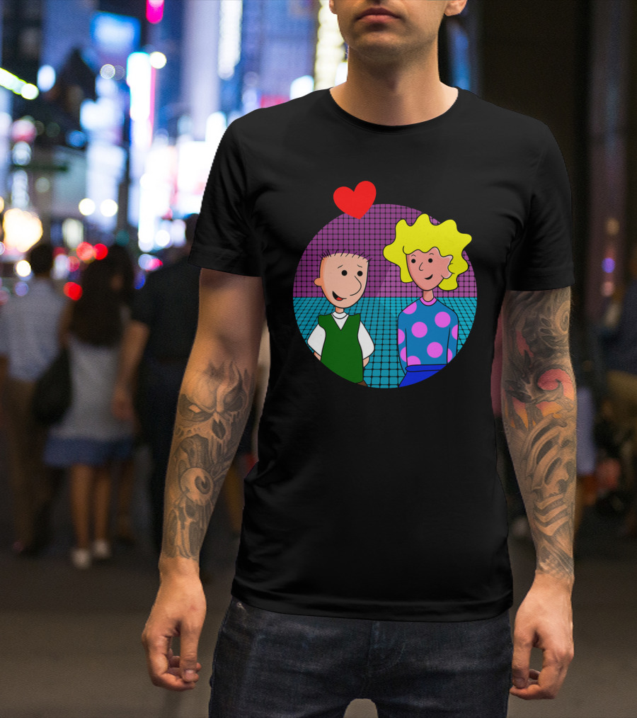 Doug And Paty Cartoon Couple With Red Heart T-Shirt