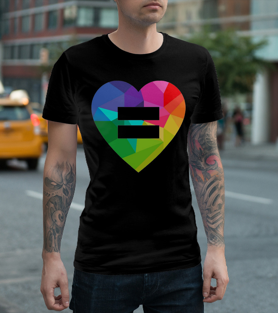 Equality Heart Symbol with Rainbow Geometric T-Shirt