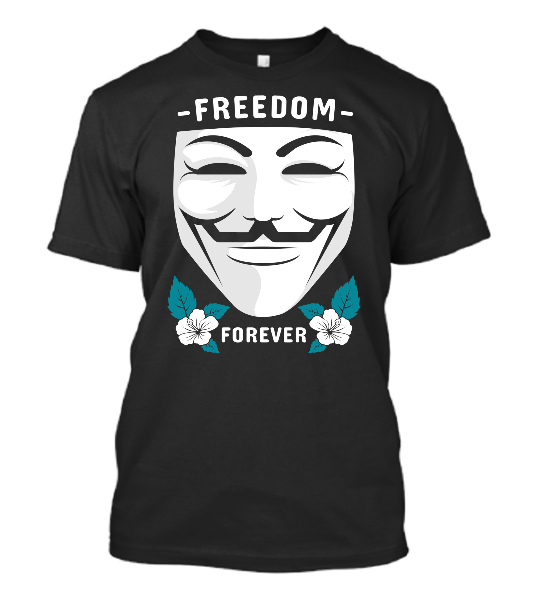Freedom Forever Anonymous Face Mask Icon With Flowers T-Shirt