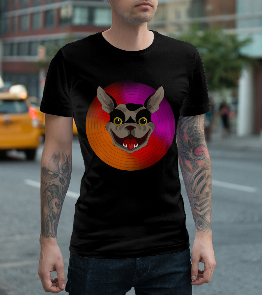 Happy Dog Vibrant Colorful Circle Background T-Shirt