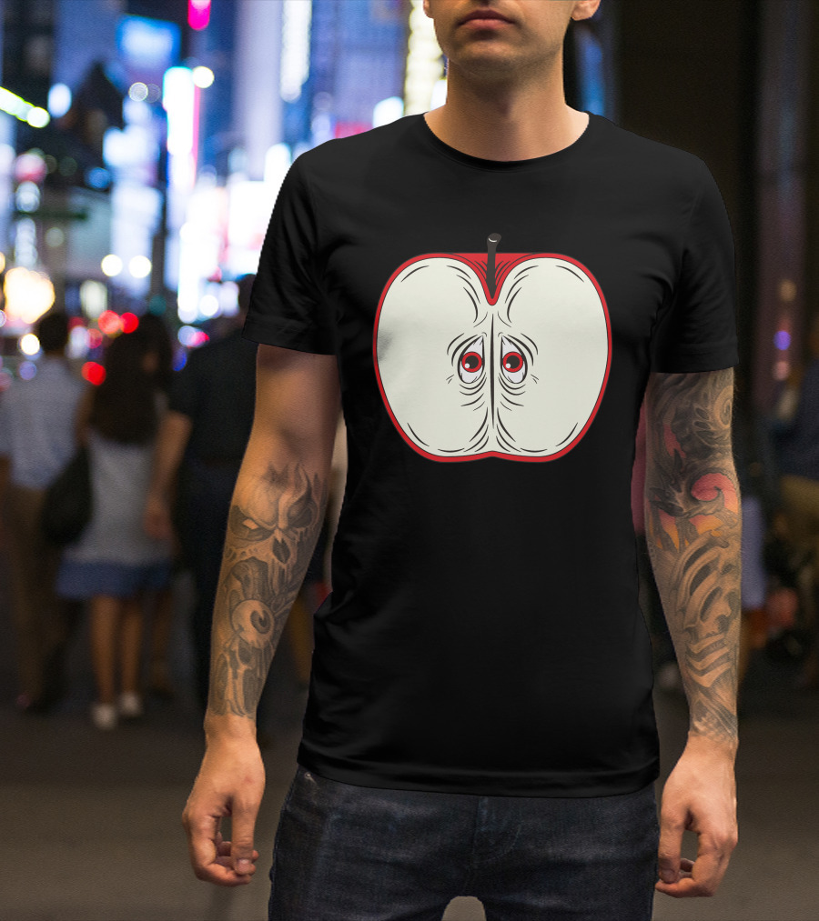 Anxiety Apple Face Expression On Apple Core T-Shirt