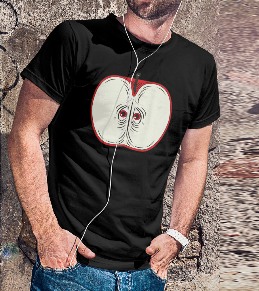 Anxiety Apple Face Expression On Apple Core T-Shirt