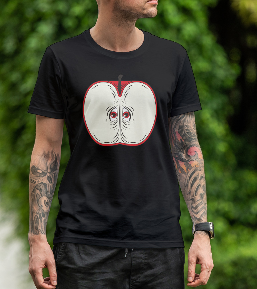 Anxiety Apple Face Expression On Apple Core T-Shirt