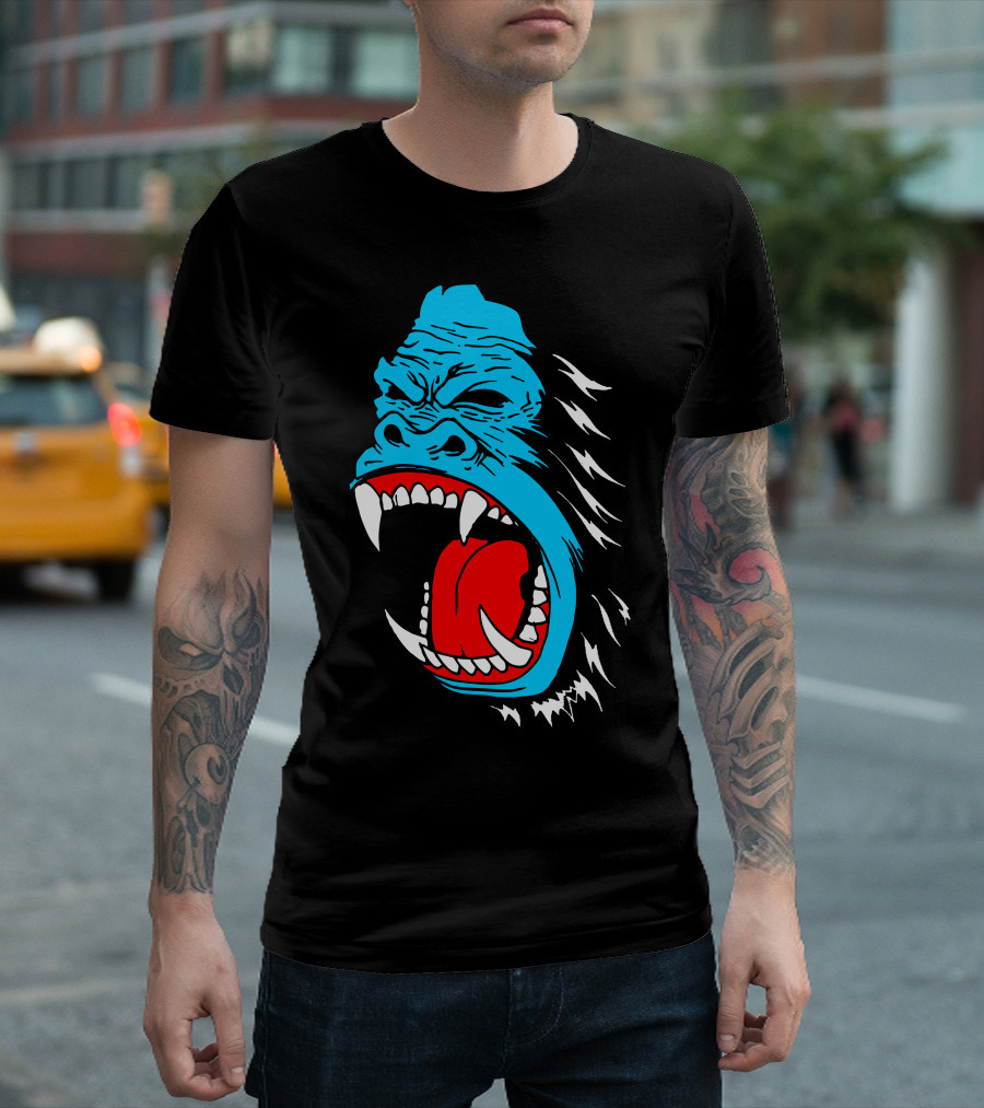 Back Off Angry Blue Gorilla Roar T-Shirt