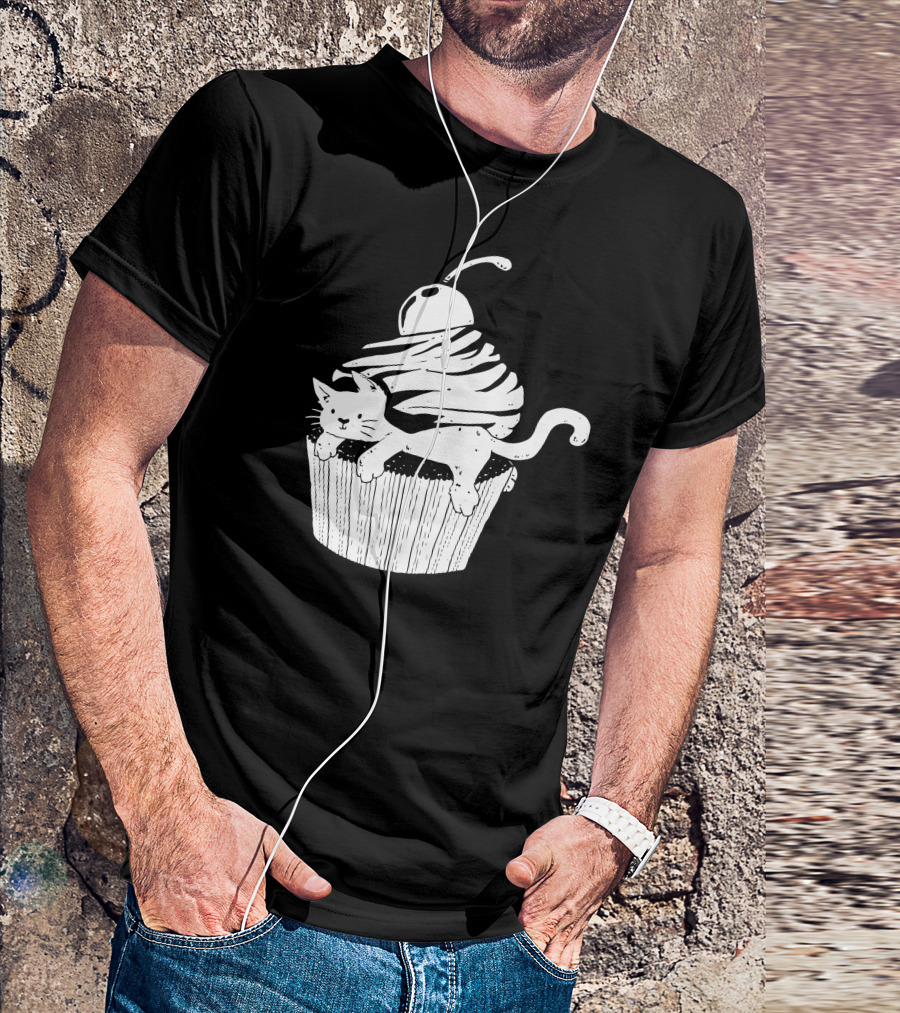 Cat On Cupcake With Cherry Topper T-Shirt