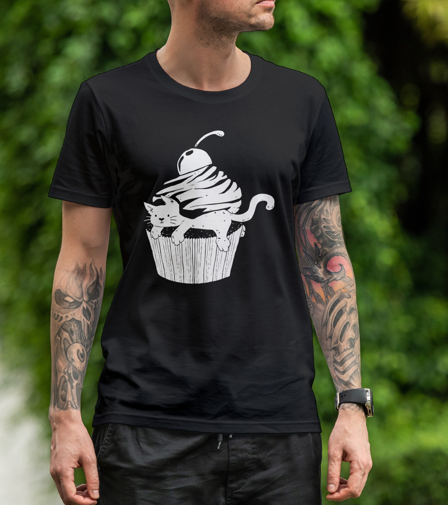 Cat On Cupcake With Cherry Topper T-Shirt