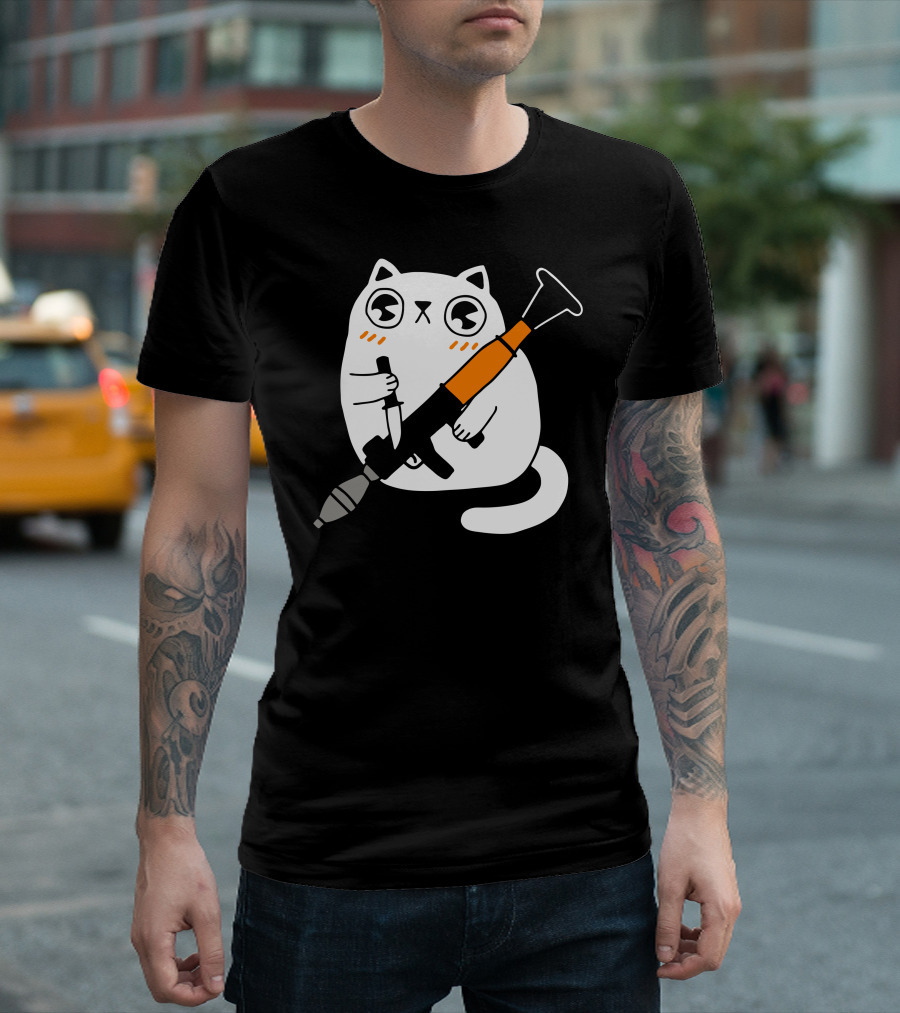 Cuddly Combat Cat RPG Humor T-Shirt